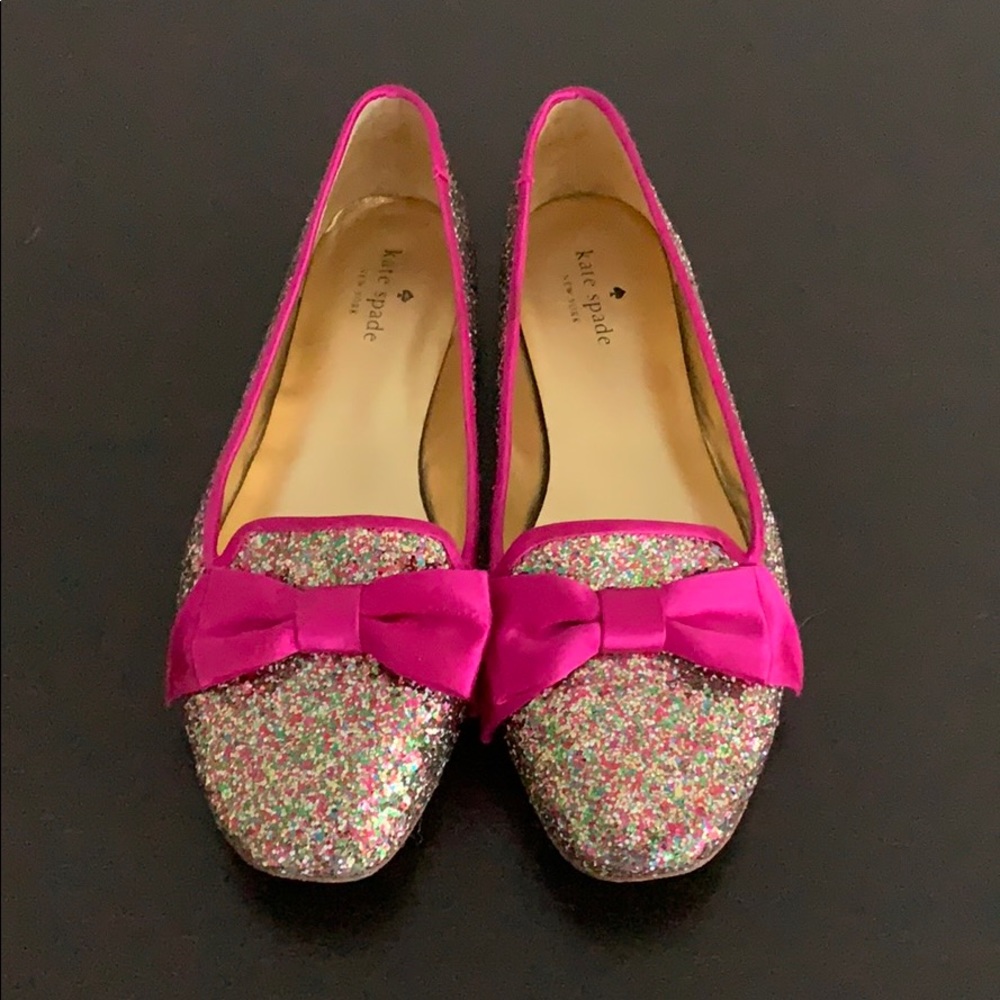 Kate Spade Glitter Bow Flats